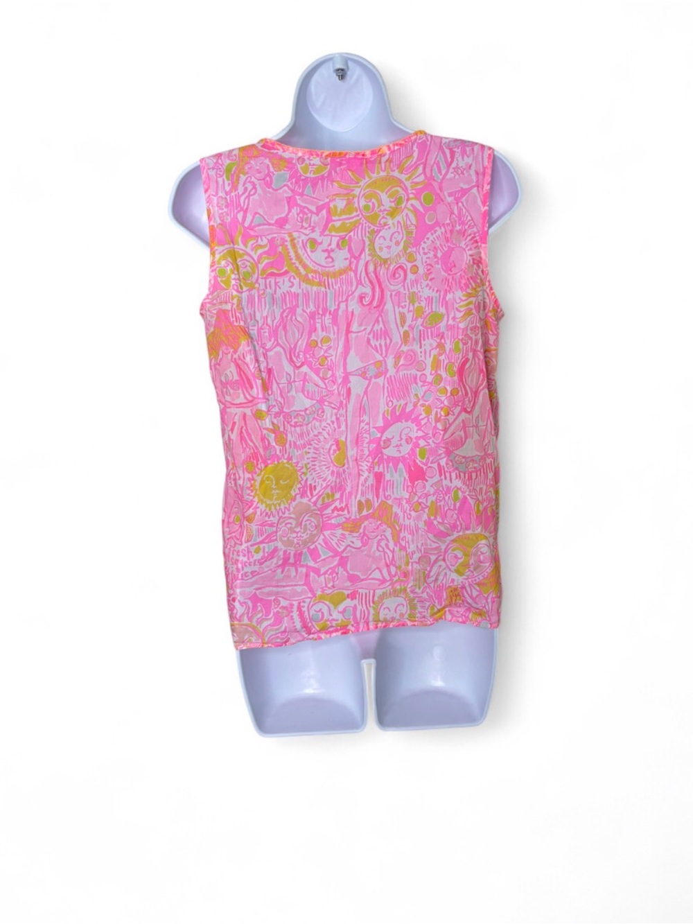Lilly Pulitzer Kini in The Keys Lauren Top Size S Pink Orange Sleeveless Blouse - Picture 3 of 5